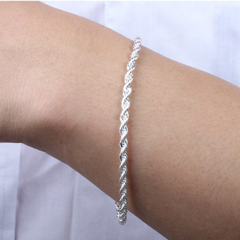 Elegant Imitation Silver Bracelet Men's Hemp Rope Retro Ornament