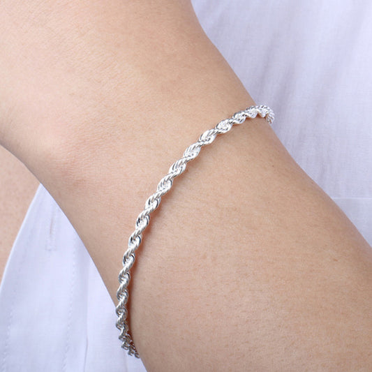 Elegant Imitation Silver Bracelet Men's Hemp Rope Retro Ornament