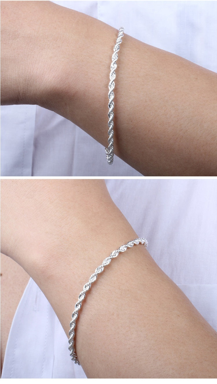 Elegant Imitation Silver Bracelet Men's Hemp Rope Retro Ornament