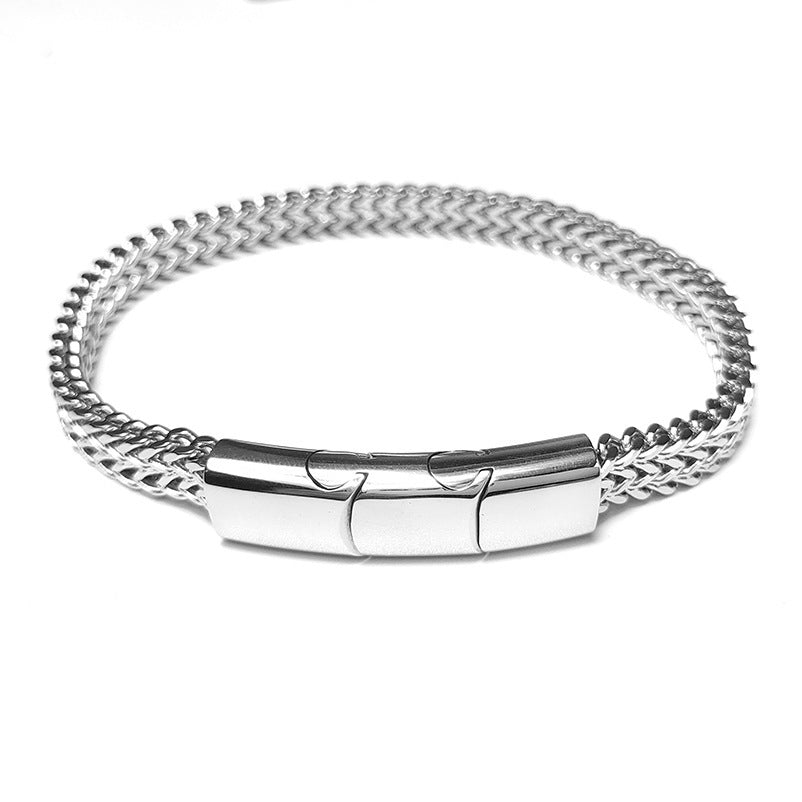 Simple Cuban Stainless Steel Detachable Three-section Magnet Bracelet