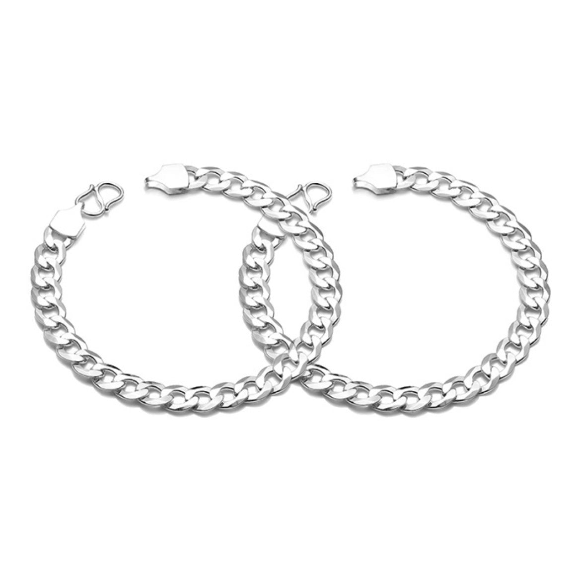 S925 Sterling Silver Personality Cuban Link Chain Men's Street Tide Brand Bracelet