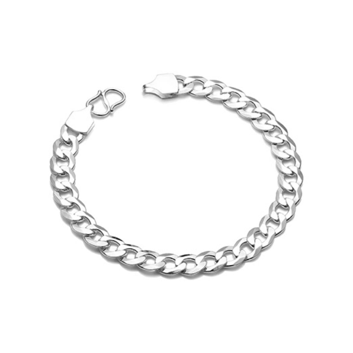 S925 Sterling Silver Personality Cuban Link Chain Men's Street Tide Brand Bracelet